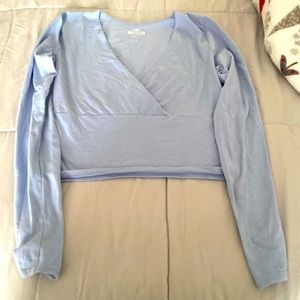Baby Blue Long Sleeve Crop Top